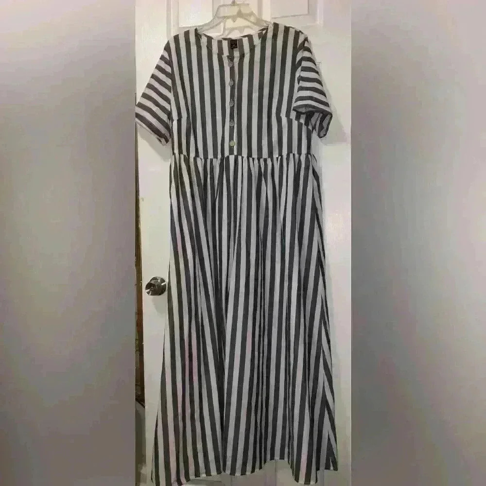 Emery Rose Women's XXL Striped Button Dress
